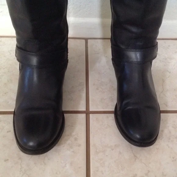 **SALE** Frye Philip Harness Black Tall Inside Zip Boots - Picture 5 of 11